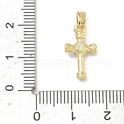 真鍮マイクロパヴェクリアキュービックジルコニアペンダント  クロスチャーム  16KGP本金メッキ  16.5x9.5x3.5mm  穴：4.5x3.5mm&nbsp;KK-P350-13A-G
