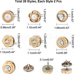 40個 20スタイル プラスチック安全ブローチ  鉄のピンとアクリルラインストーン付き  混合図形  ミックスカラー  2個/スタイル&nbsp;JEWB-NB0001-10