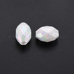 不透明なアクリルビーズ  染め  ABカラー  多面カット  オーバル  ホワイト  12x8mm  穴：2.5mm&nbsp;X-TACR-S153-32I-09