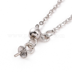 Rhodium Plated 925 Sterling Silver Cable Chains Necklace Making&nbsp;STER-I021-06P