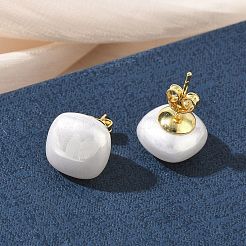 Brass & ABS Plastic Imitation Pearl Stud Earrings for Women&nbsp;PL-CBA760A-03A-G02