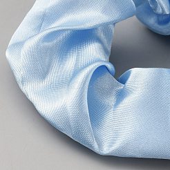 ソリッドカラーの滑らかな布製ポニーテールシュシュヘアタイ  女性と女の子のための布製ポニーテールホルダーヘアアクセサリー  ライトブルー  95~100x3mm&nbsp;DIY-WH0899-728A