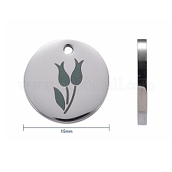 12Pcs 6 Style 304 Stainless Steel Plant Charms&nbsp;STAS-CJ0001-140