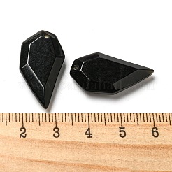 天然石オブシディアンペンダント  ファセットカットのハーフハートチャーム  27x14x5.5mm  穴：1.5mm&nbsp;G-G052-A05
