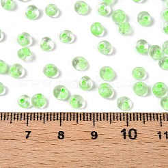 内側の色が透明なガラスシードビーズ6/0個  ティアドロップ  トップ掘削  淡緑色  4~4.5x4x3mm  穴：1~1.2mm  約4500個/ポンド&nbsp;SEED-T007-07D