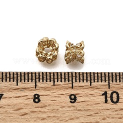 真鍮製マイクロパヴェクリアキュービックジルコニアビーズキャップ  花  18KGP本金メッキ  6.5x5.5mm  穴：1.5mm&nbsp;KK-Z126-14G