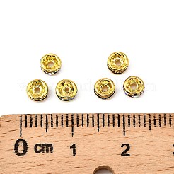 グレードラインストーンスペーサービーズ  黄金の銅  ロンデル  ニッケルフリー  ミックスカラー  直径約4mm  厚さ2mm  穴：0.8mm&nbsp;X-RSB034NFG
