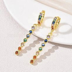 Brass Pave Cubic Zirconia Hoop Dangle Earrings&nbsp;KK-CBAD9DF-02G-B