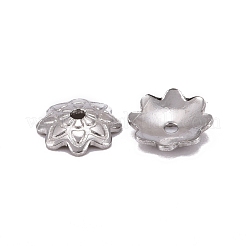 変色しにくい304ステンレススチール製8枚花びらフラワービーズキャップ  ステンレス鋼色  7x1.5mm  穴：1mm  約36~38個/5g&nbsp;X-STAS-J011-03