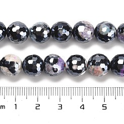 Electroplated Natural Fire Crackle Agate Round Beads Strands&nbsp;G-G0006-A02-09