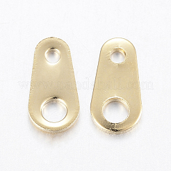 304ステンレススチールチェーンタブ  チェーン延長コネクター  ティアドロップ  ゴールドカラー  8x4x0.7mm  穴：1mm＆2mm&nbsp;X-STAS-H443-13G