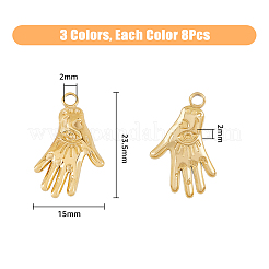 24Pcs 3 Colors 304 Stainless Steel Pendants&nbsp;STAS-DC0013-12