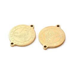 イオンプレーティング（IP）304ステンレススチールコネクタチャーム  18KGP本金メッキ  星座とフラットラウンド  蠍座  20x16x1mm  穴：1.4mm&nbsp;STAS-C074-11G-08