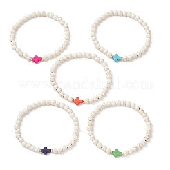 Synthetic Turquoise Beads Stretch Bracelets for Women Men&nbsp;BJEW-JB13576
