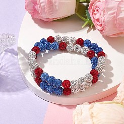 8mm Round Polymer Clay Rhinestone Wrap Bracelets&nbsp;BJEW-JB10480