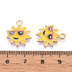 合金エナメルチャーム  太陽のチャーム  ライトゴールド  ゴールド  17.3x14.5x1mm  穴：1.6mm&nbsp;ENAM-T022-36