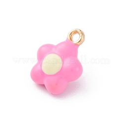 合金エナメルチャーム  花のチャーム  ゴールドカラー  ショッキングピンク  13.5x10.5x6mm  穴：1.5mm&nbsp;LS-ENAM-E362-10C