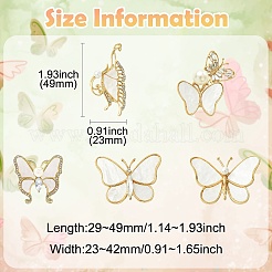 5Pcs 5 Styles Butterfly Alloy Rhinestone Brooches&nbsp;JEWB-CJ0001-33
