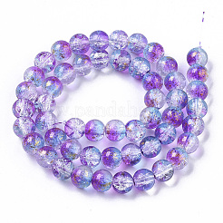 Transparent Spray Painted Crackle Glass Bead Strands&nbsp;X-GLAA-N035-03C-A03