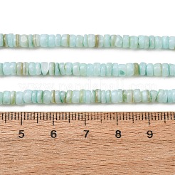 染め天然淡水シェルビーズ連売り  ディスク  ヒシビーズ  淡いターコイズ  4~4.5x1~2.5mm  穴：0.6mm  約80~85個/連  7.24''（18.4センチメートル）&nbsp;SH-CBA2978-05C