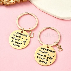 201 Stainless Steel & Brass Letter Keychain&nbsp;KEYC-YW00095-01