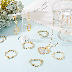 ラックメッキ合金空枠ペンダント  UVレジンDIY用  エポキシ樹脂  押された花のアクセサリーセット  混合図形  ゴールドカラー  35~41x25~41x3~3.5mm  穴：2~3mm  12個/セット&nbsp;PALLOY-OC0001-24