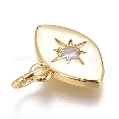 Brass Micro Pave Clear Cubic Zirconia Charms&nbsp;ZIRC-O035-21G