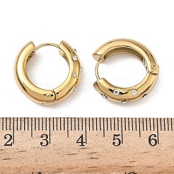 304ステンレススチールラインストーンフープピアス  イオンプレーティング（ip）  18KGP本金メッキ  19x19.5x6.5mm&nbsp;EJEW-K268-72G
