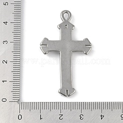 変色しない304ステンレススチールペンダント  クロスチャーム  ステンレス鋼色  44.5x26x4mm  穴：2mm&nbsp;STAS-Q328-01P-07