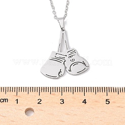 304ステンレススチールペンダントネックレス  ボクシング​​グローブ  ステンレス鋼色  17.76インチ（45.1cm）&nbsp;NJEW-Z073-04P