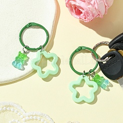 Bear & Star Resin & Acrylic Pendant Keychain&nbsp;HJEW-FZ00035