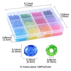 2016個12色透明アクリルビーズ  多面カット  ロンデル  ミックスカラー  4x3.5mm  穴：1.5mm  168個/カラー&nbsp;TACR-YW0001-61