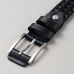 編み込み合成皮革チェーンベルト  合金の留め金付き  ミッドナイトブルー  44-7/8インチ（114cm）&nbsp;AJEW-WH20020-053C