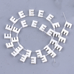 淡水シェルビーズ  トップドリルビーズ  文字.e  10x7x3mm  穴：0.8mm&nbsp;X-SHEL-T012-59E