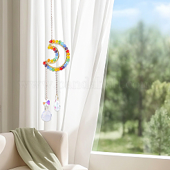 1Pc Colorful Glass Beaded Woven Net Suncatchers&nbsp;AJEW-CY0001-95B