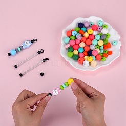 20 個の鉄の棒ビーズキーホルダージュエリーメイキング diy 工芸品  プラチナ  ブラック  7.8cm&nbsp;IFIN-SZ0001-36