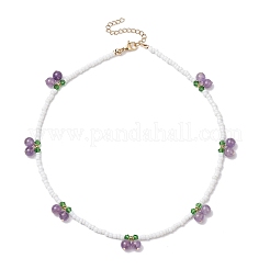 Natural Gemstone with Glass Necklace&nbsp;NJEW-TA00159
