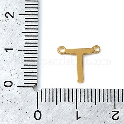 304ステンレススチールチャーム  18KGP本金メッキ  レターチャーム  文字t  10x11x1mm  穴：1mm&nbsp;STAS-Z074-04G-T
