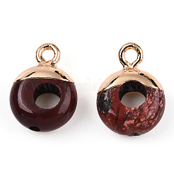 Natural Red Rainbow Jasper Flat Round/Donut Charms&nbsp;G-I347-01