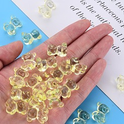 透明なアクリルビーズ  水平穴  クマ  きいろ  18.5x15.5x11mm  穴：2.5mm  約320個/500g&nbsp;MACR-S373-80-B02