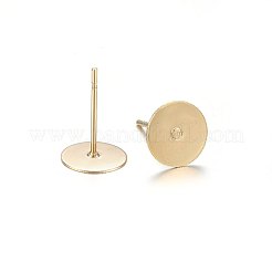 304ステンレススチールスタッドピアス金具  フラットラウンド  ゴールドカラー  12x8mm  ピン：0.8mm&nbsp;STAS-P210-45G-02