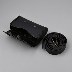レザーウエストバッグとベルトセット  合金バックル  ブラック  175x100x45mm&nbsp;AJEW-WH20816-223B