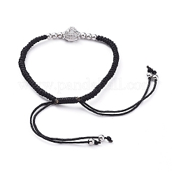 Leopard Adjustable Brass Nylon Thread Braided Bracelets&nbsp;BJEW-JB04984-01