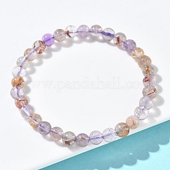 天然ロドライトクォーツラウンドビーズストレッチブレスレット（女性用）  ビーズ：5.8~6.8mm  内径：2.05~2.13インチ（5.2~5.4cm）&nbsp;BJEW-Z158-03K-04