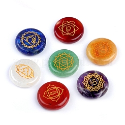 Chakra Natural Gemstone Flat Round Stones&nbsp;PW-WG64968-01