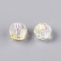透明なスプレー塗装ガラスビーズ  コーン  ABカラーメッキ  多面カット  淡黄色  4~4.5x3.5mm  穴：1.4~1.6mm  約153個/10g&nbsp;X1-EGLA-N018-4mm-10