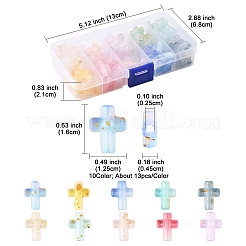 130色グラデーションカラー透明アクリルビーズ10個  金色の箔付き  クロス  ミックスカラー  16x12.5x4.5mm  穴：2.5mm  13個/カラー&nbsp;OACR-FS0002-05