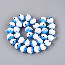 手作りランプワークビーズ  フグ  ディープスカイブルー  12~14x12~14x16~18mm  穴：1.2~1.5mm&nbsp;LAMP-Q039-12B
