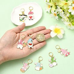 8Pcs Easter Theme Alloy Enamel Pendant Locking Stitch Markers&nbsp;HJEW-FS00101-02