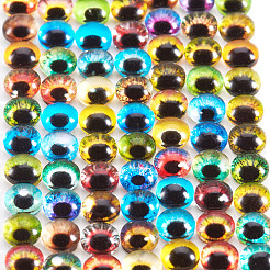 フラットバックガラスカボション  ドラゴンアイ模様のドーム/半円形  ミックスカラー  6x3.5mm  2個/カラー  50色  100個/袋  1bag /ボックス&nbsp;GGLA-SZ0001-01A